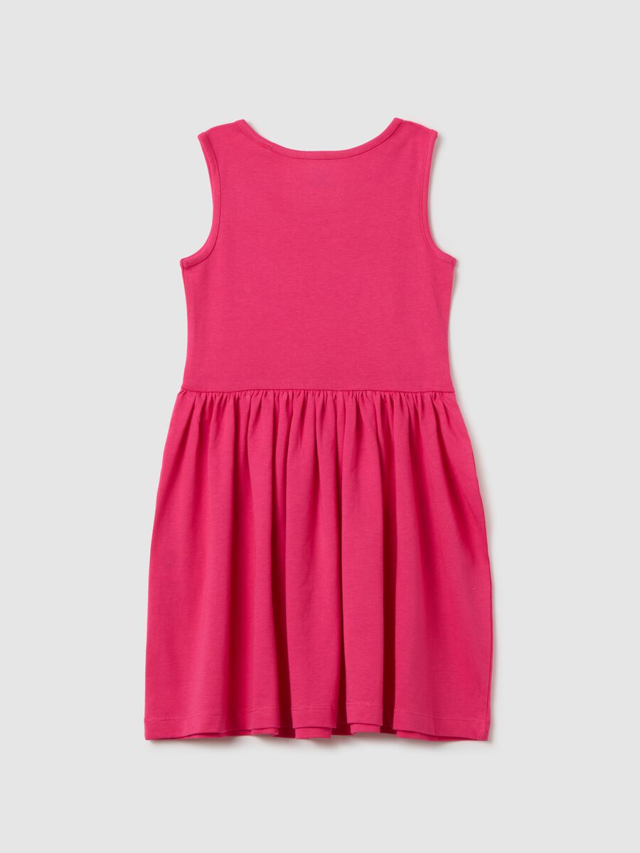 Girls' pink pure cotton dress regular fit_1