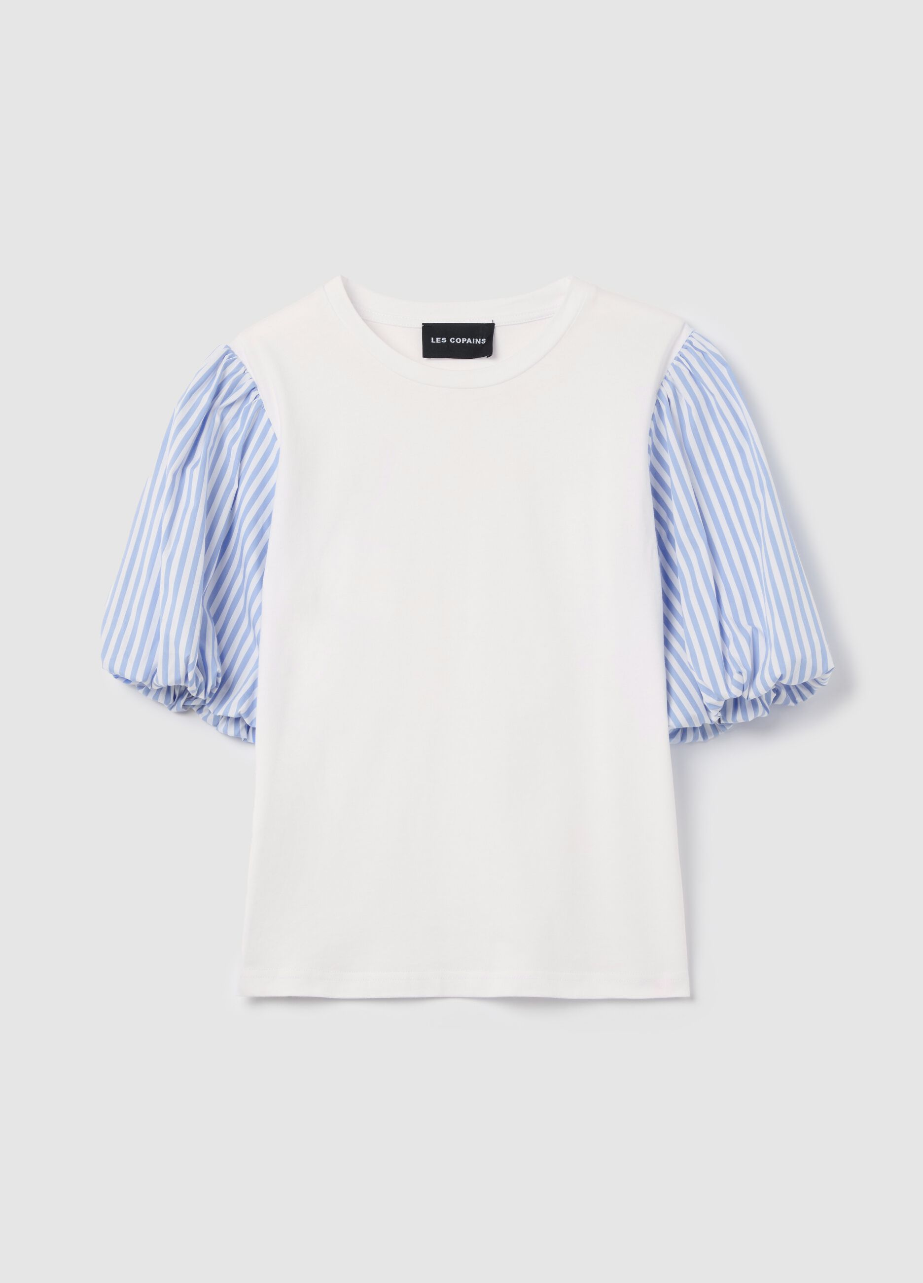 T-shirt with puff sleeves and stripes