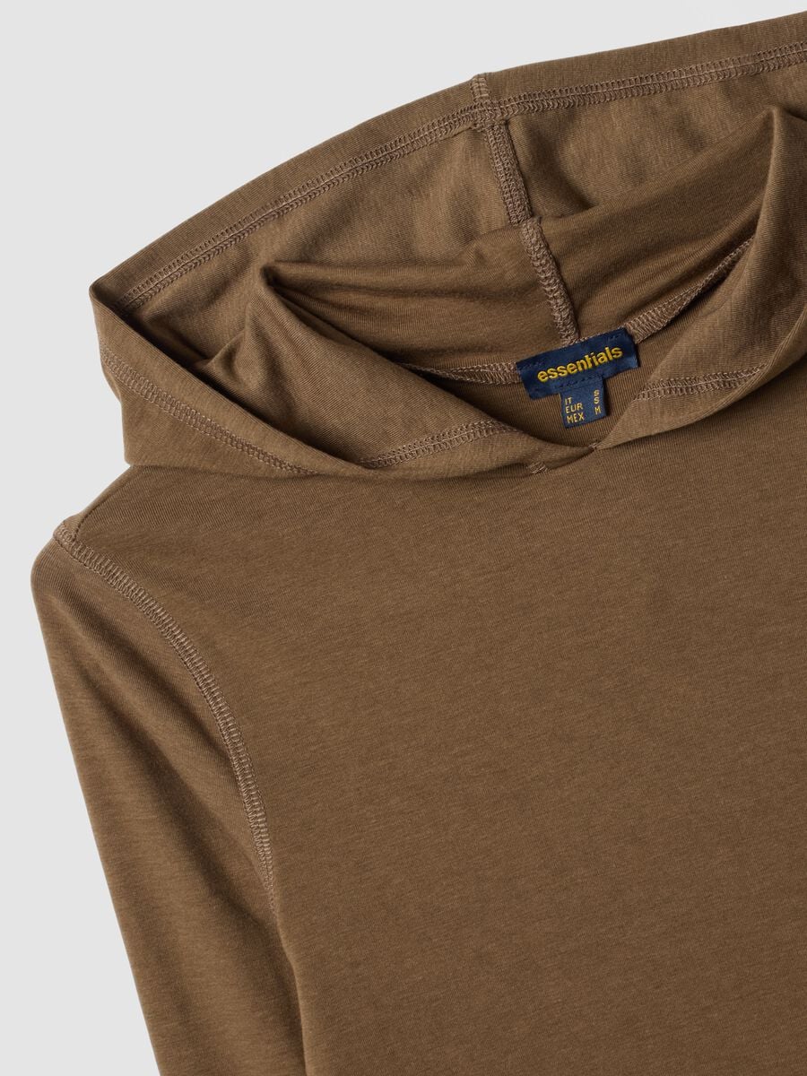 Camel stretch viscose crew-neck top_2