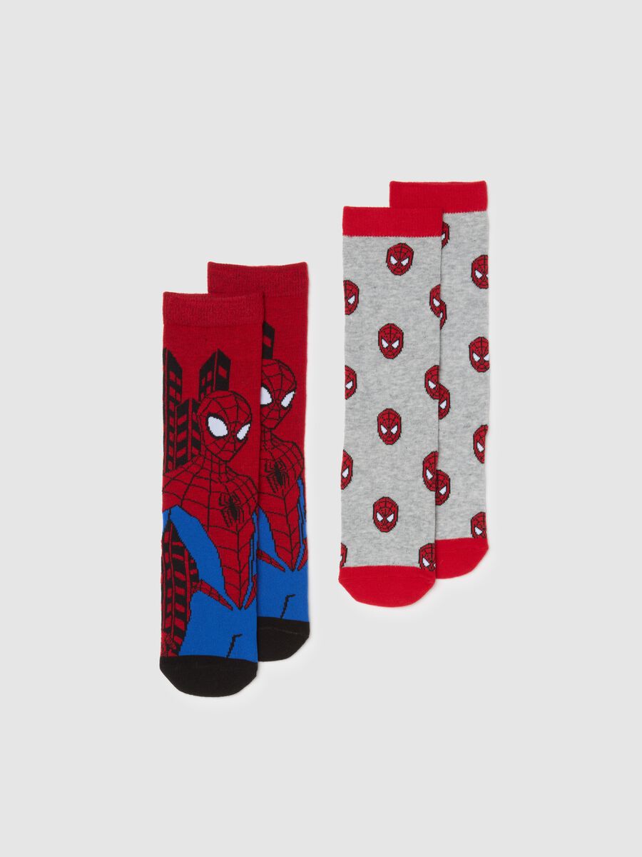 Two-pack of boys' long socks in multicolour cotton blend with Spider-Man_0