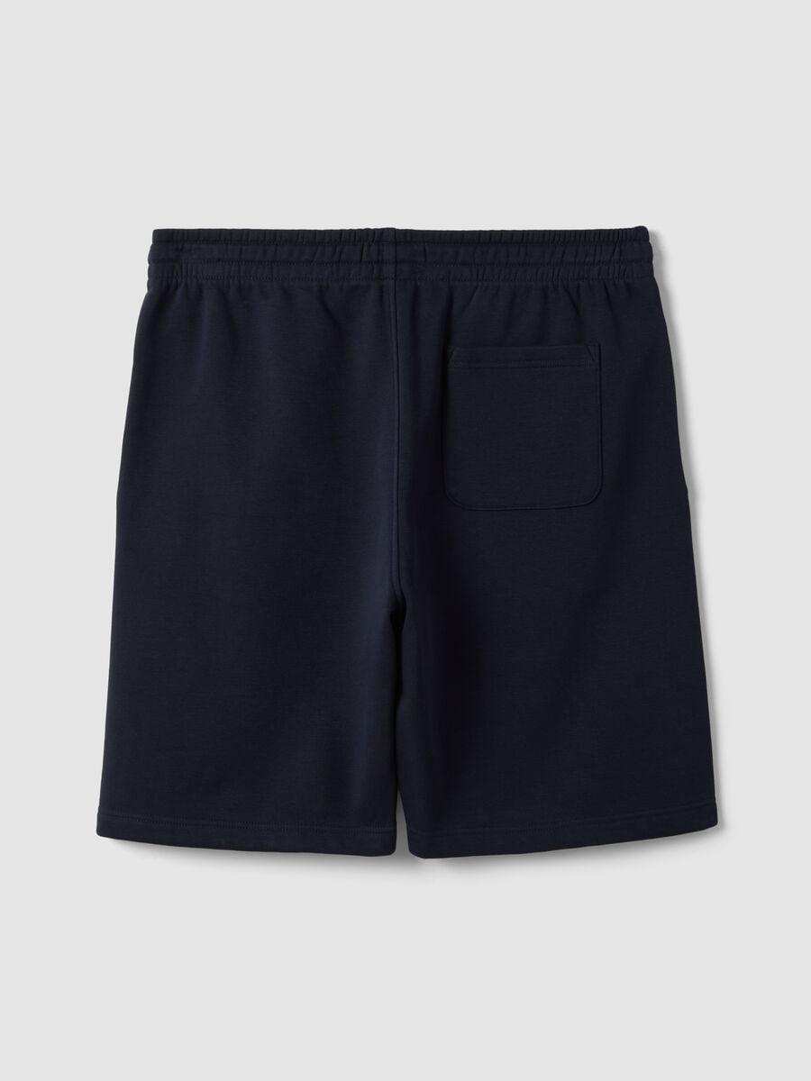 Navy cotton-blend shorts with elasticated waistband, regular fit_6