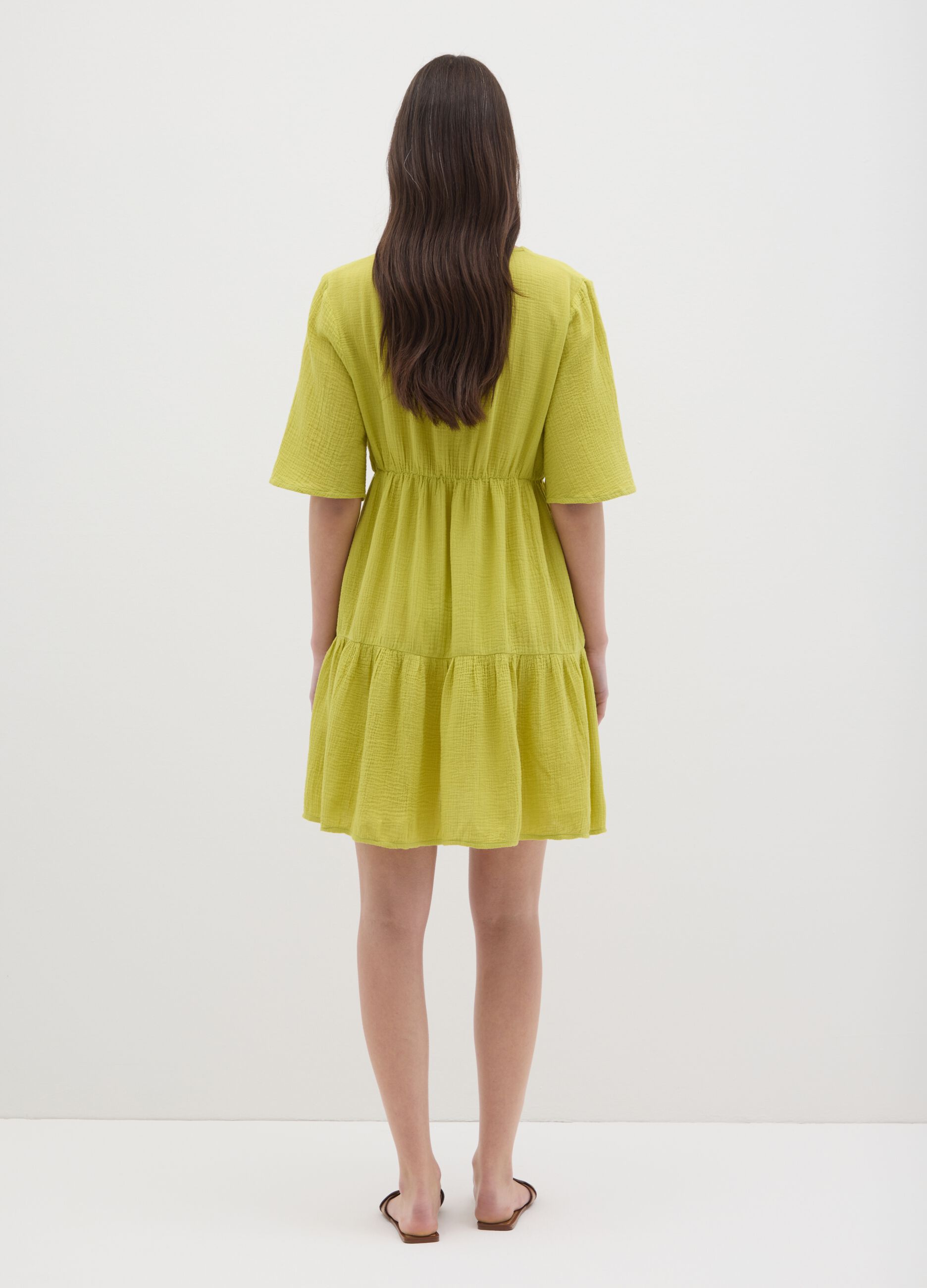 Caftano da donna in puro cotone verde