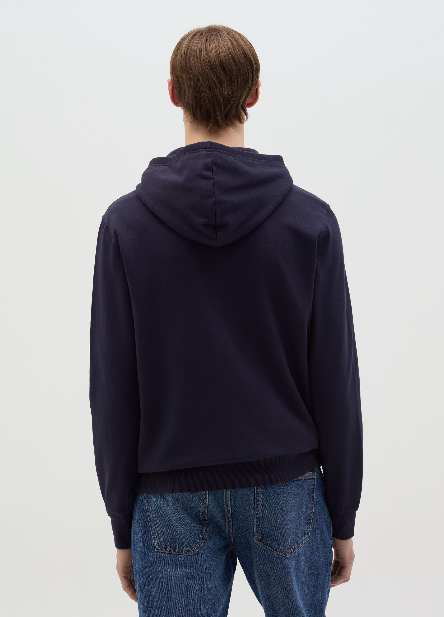 Full-zip sweatshirt in cotton with hood