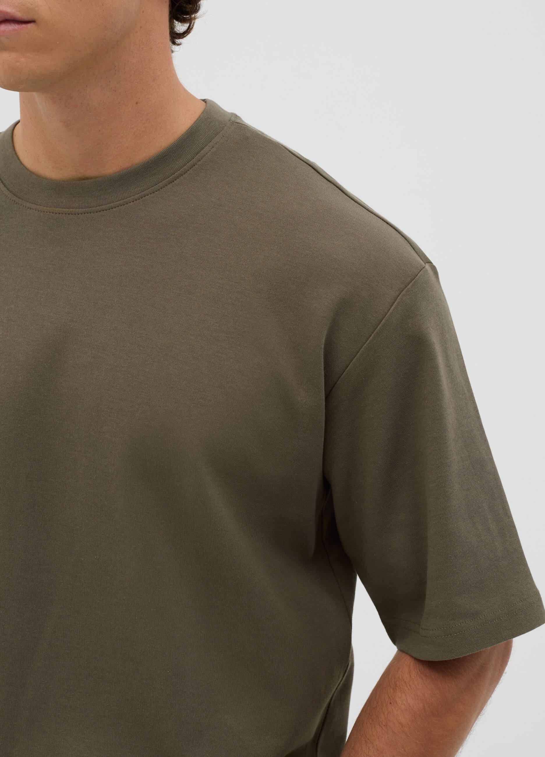 Boxy fit green pure cotton T-shirt