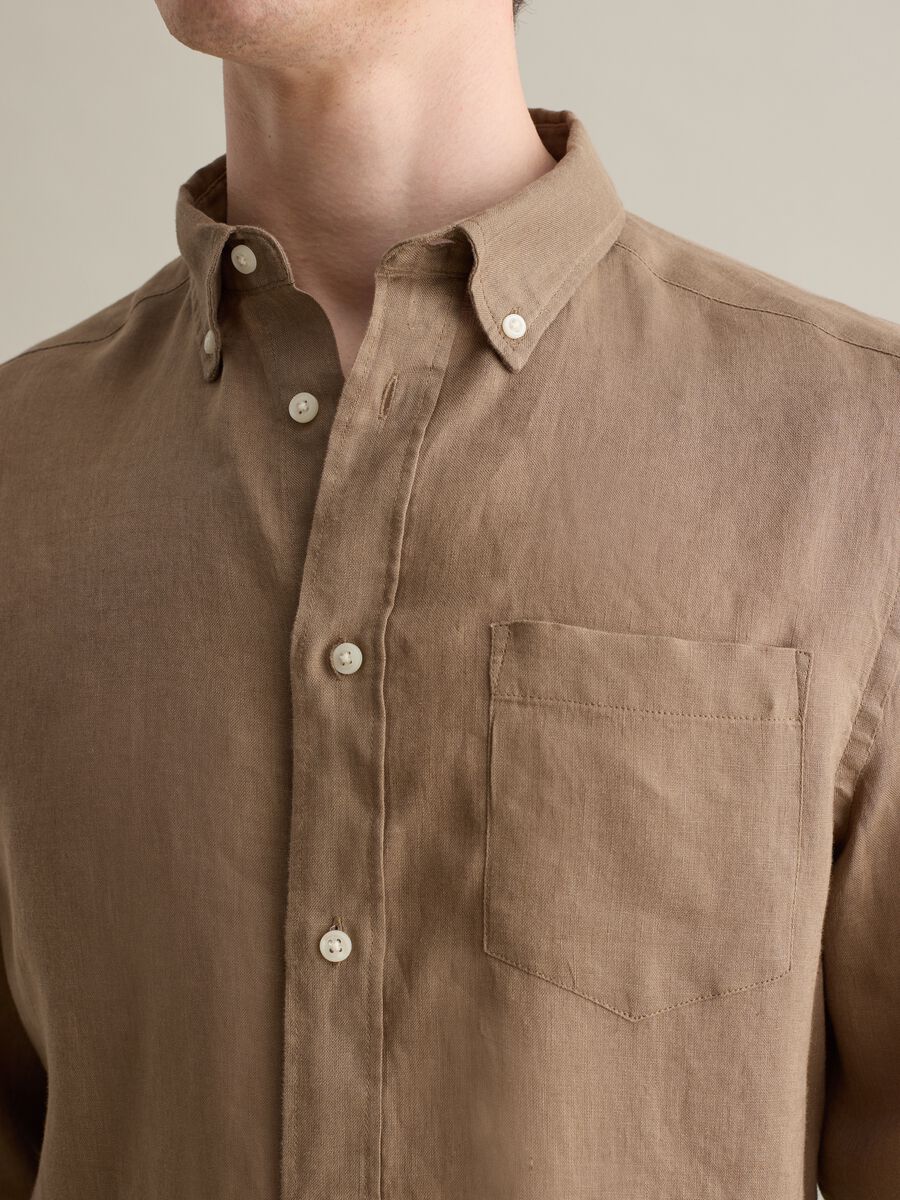 Brown shirt in 100% linen_2