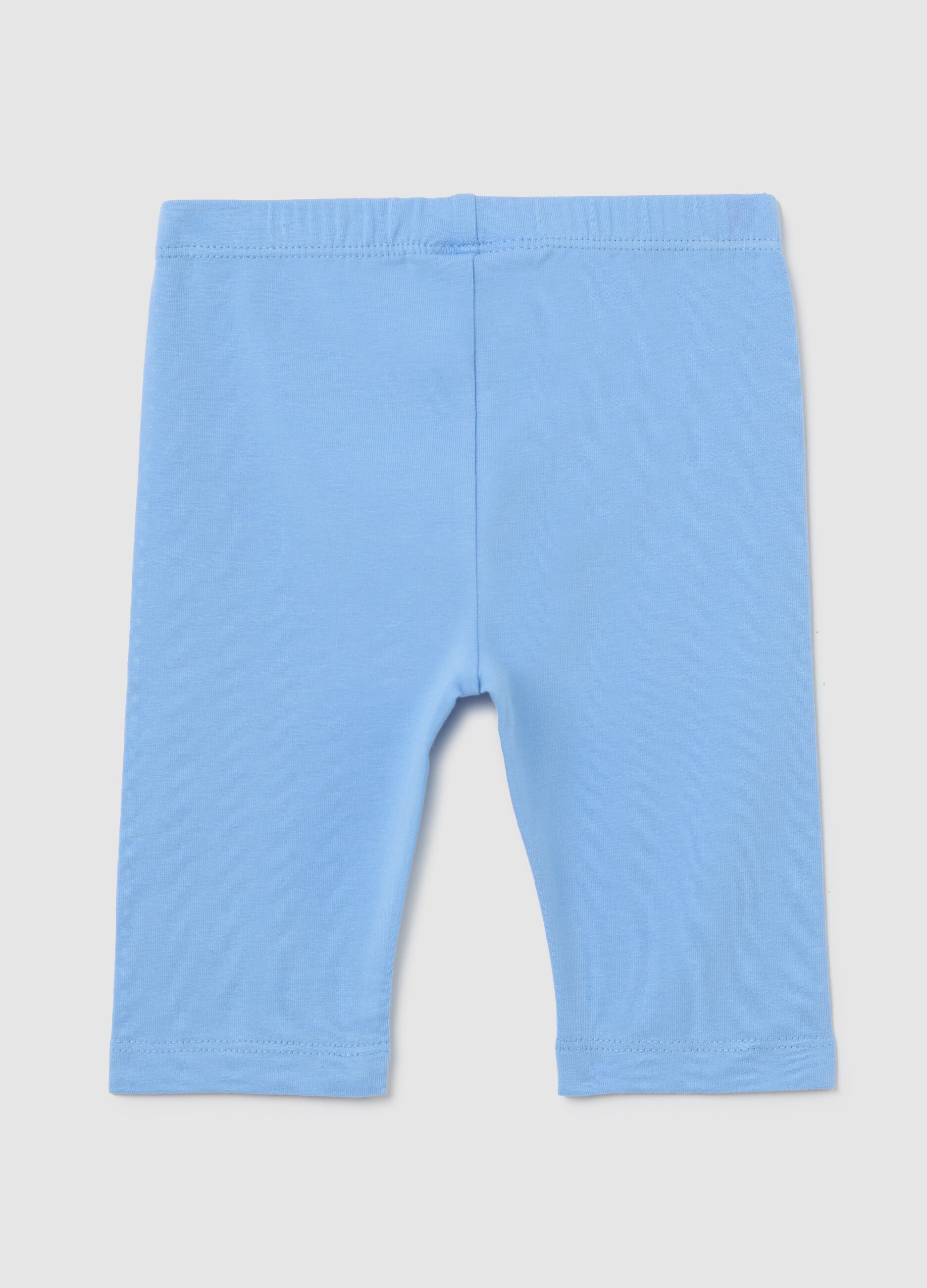 Light blue three-quarter stretch leggings with diamantés