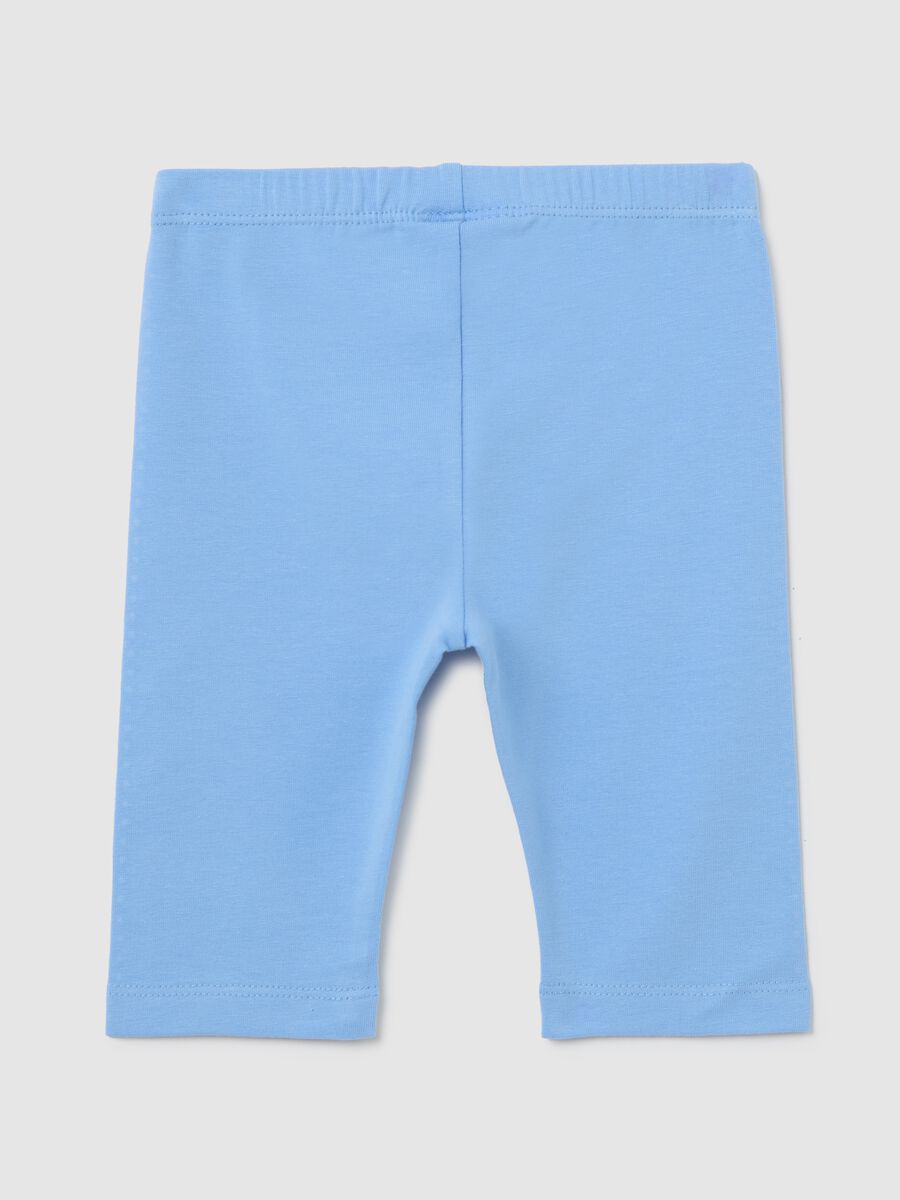 Light blue three-quarter stretch leggings with diamantés_1