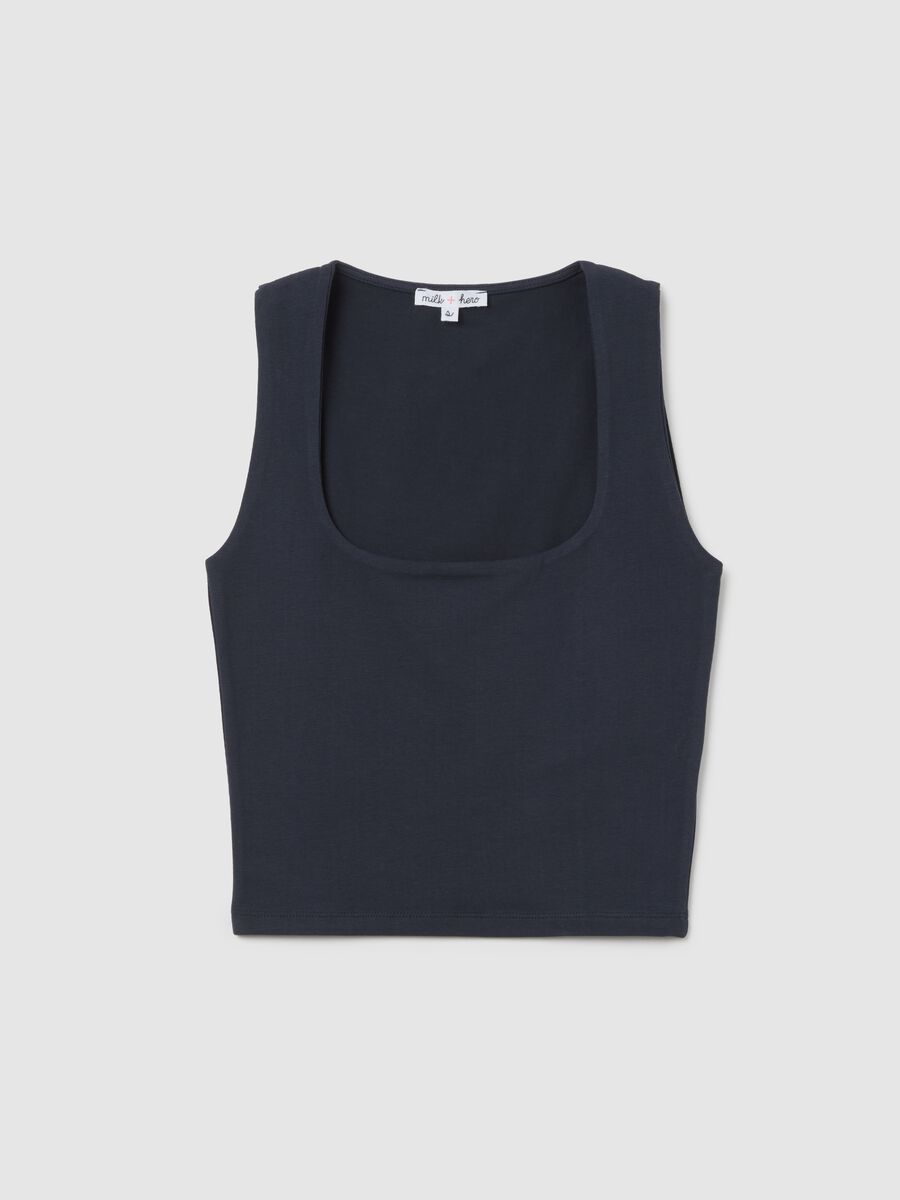 Women's blue fitted cotton tank top_4