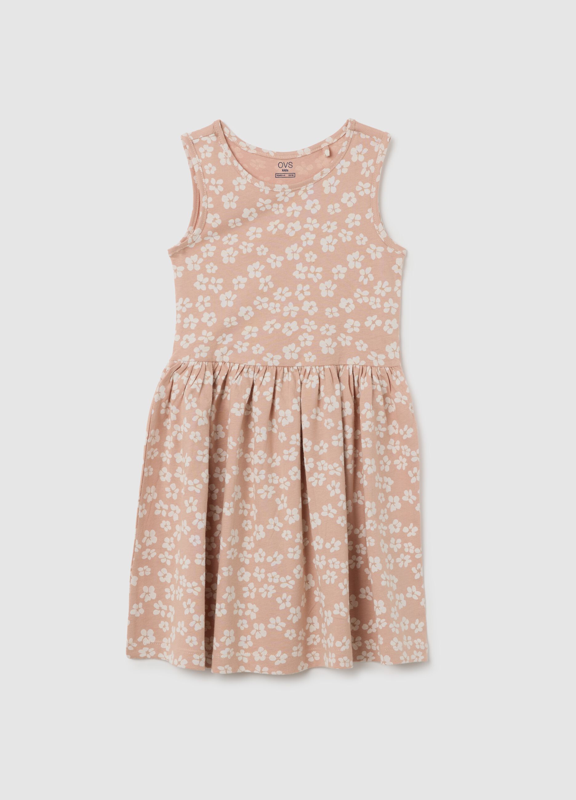 Girls' dress in pure multicolour cotton regular fit leopard print