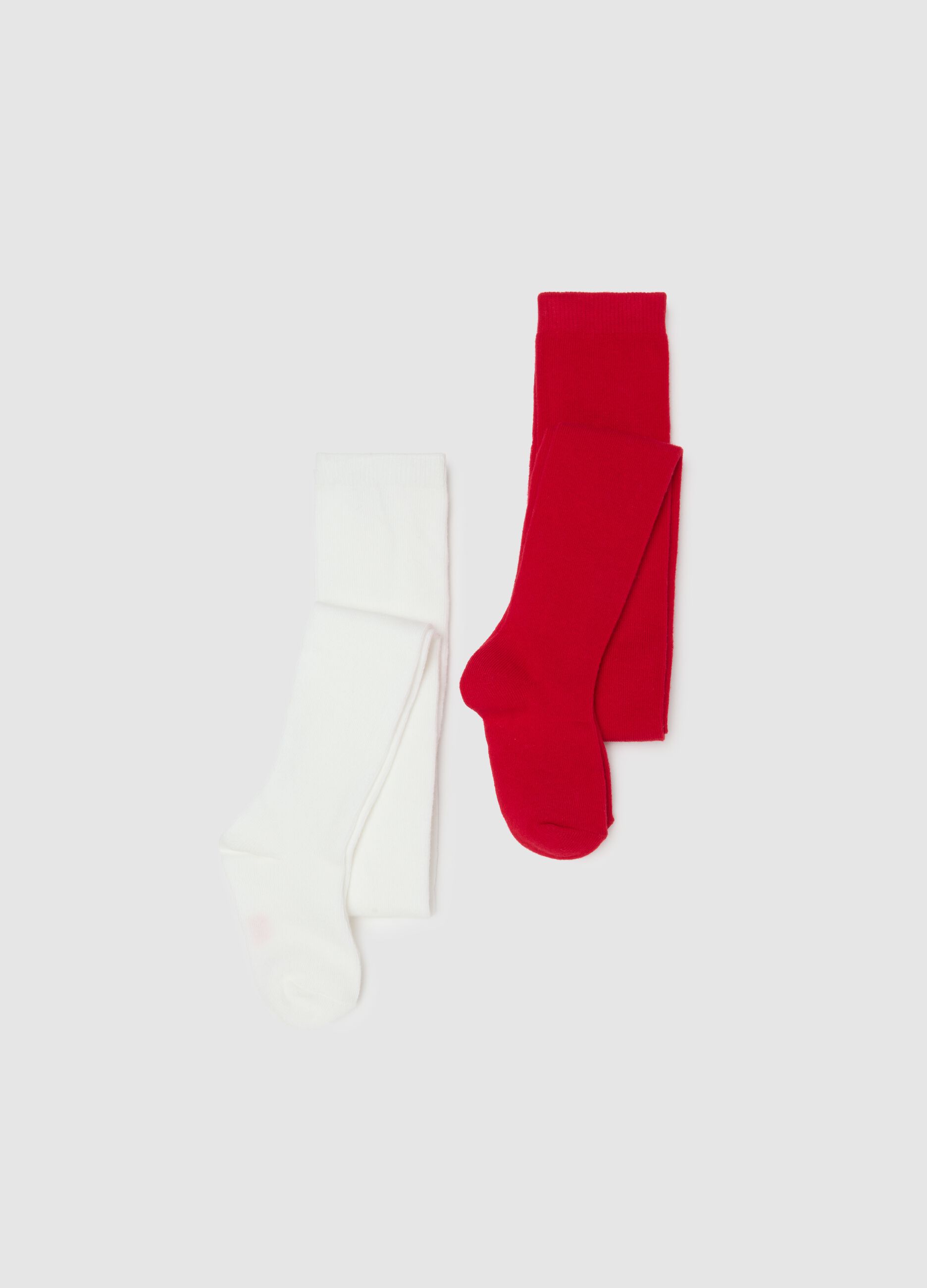 Red and white tights twin pack for girls