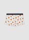 Boxer midi bianco in cotone organico elasticizzato con stampa patatine fritte_1