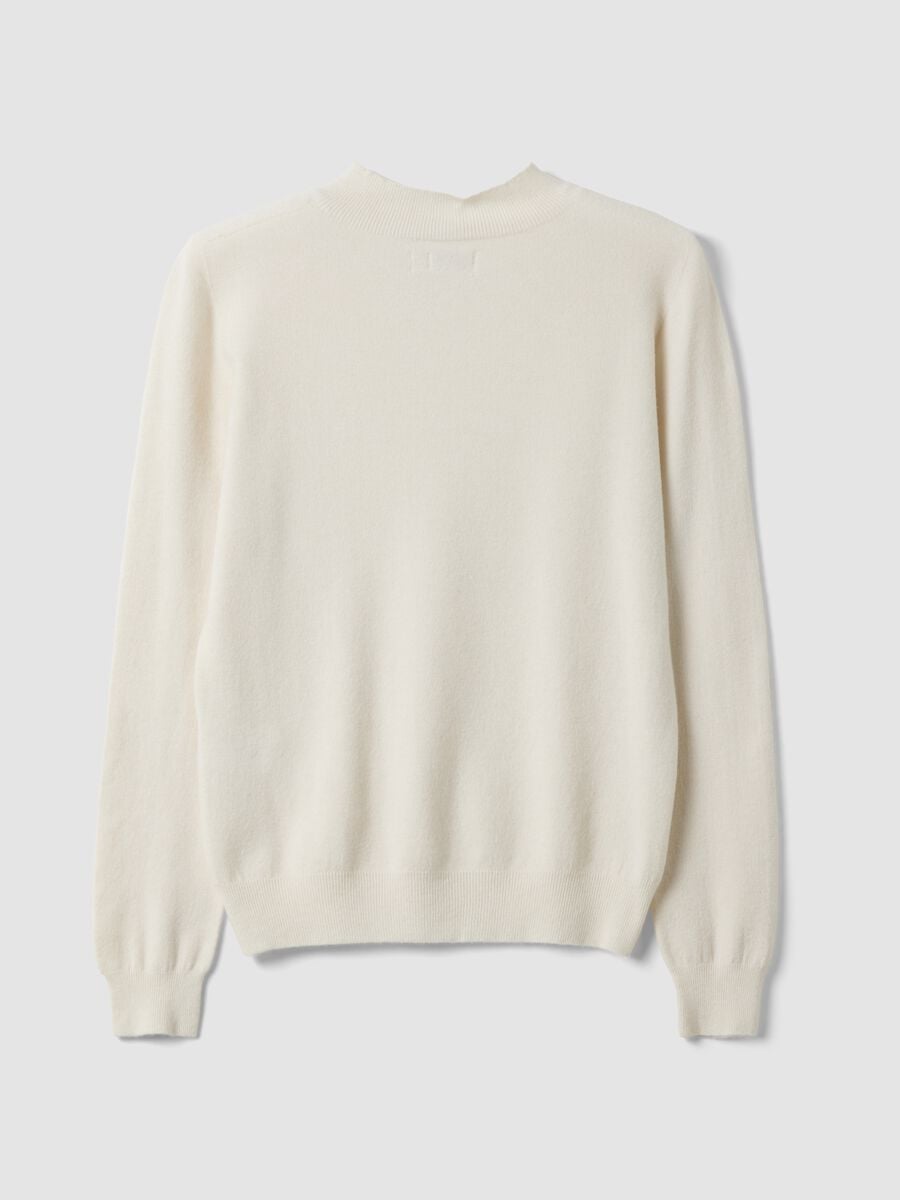 White viscose and wool blend jumper, regular fit_6