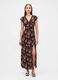 Brown pure viscose dress with floral print_0