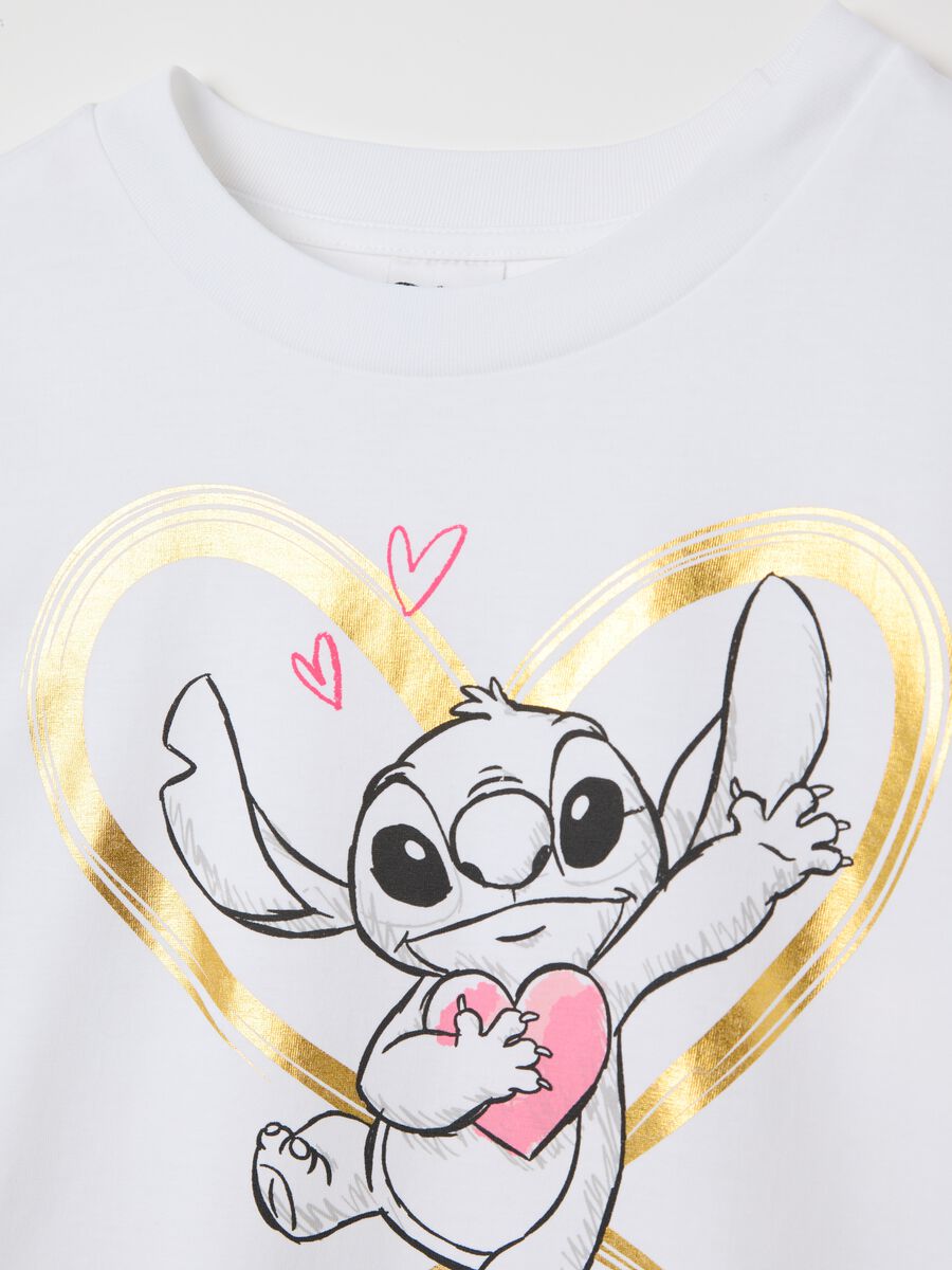 T-shirt bianca stampa Stitch in foil_1
