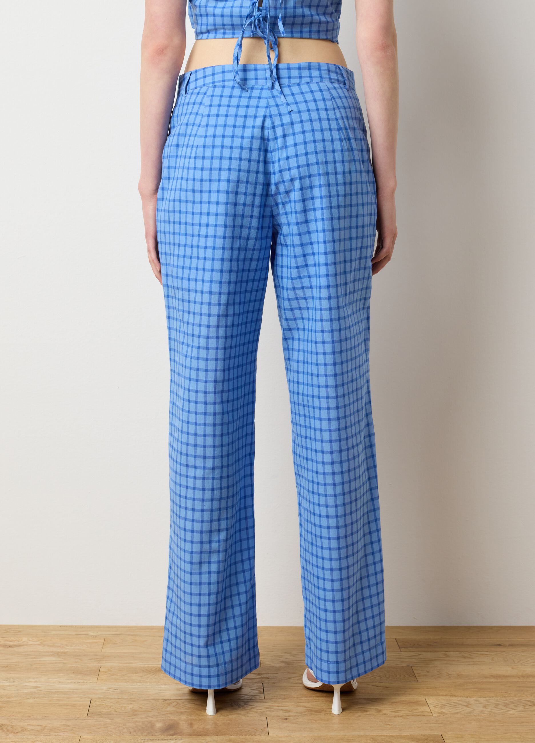 Women's sky-blue pure cotton trousers regular fit