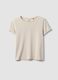 Beige pure cotton short-sleeve T-shirt, regular fit_4