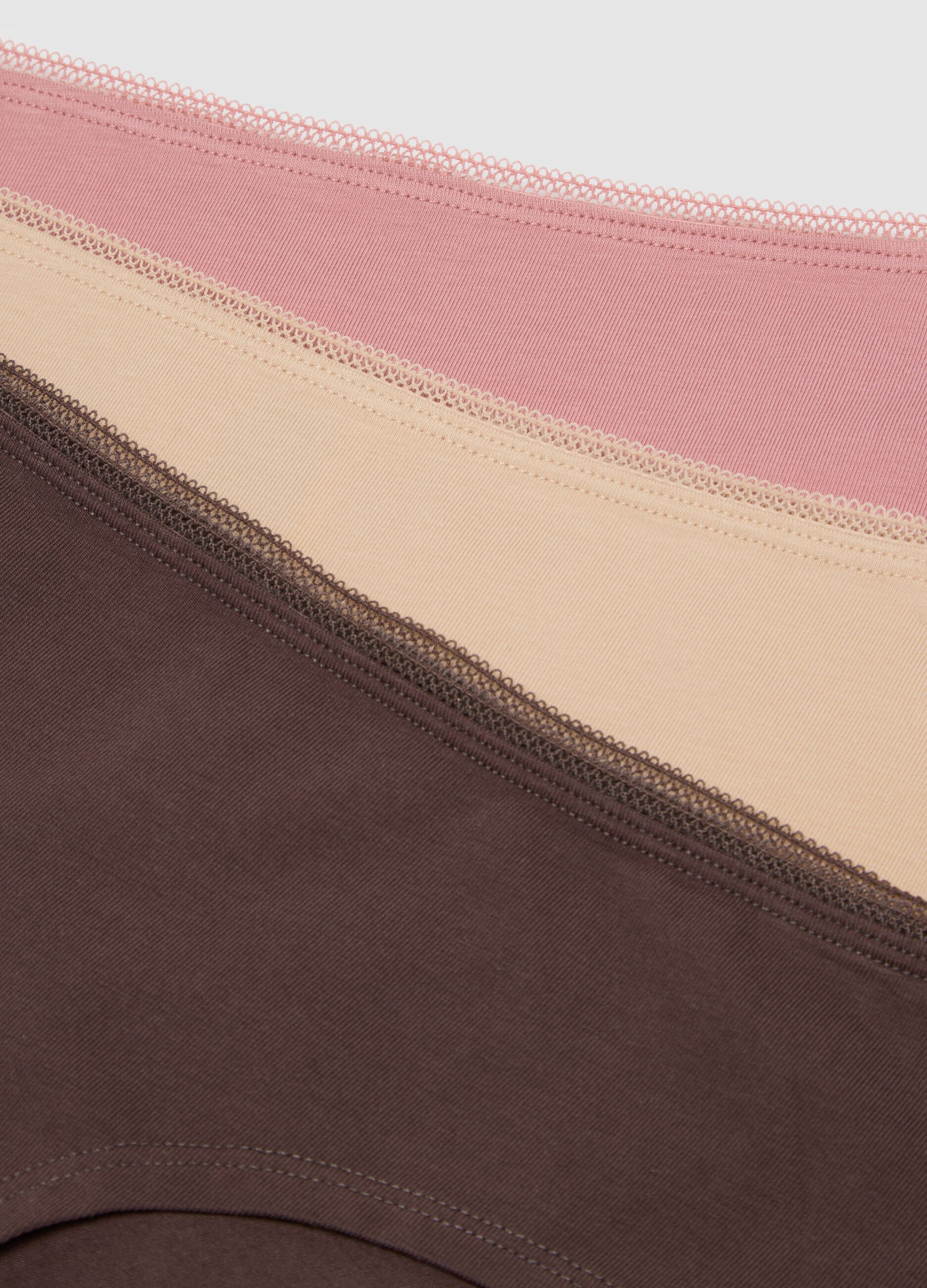 Set of beige stretch cotton regular fit tripack briefs