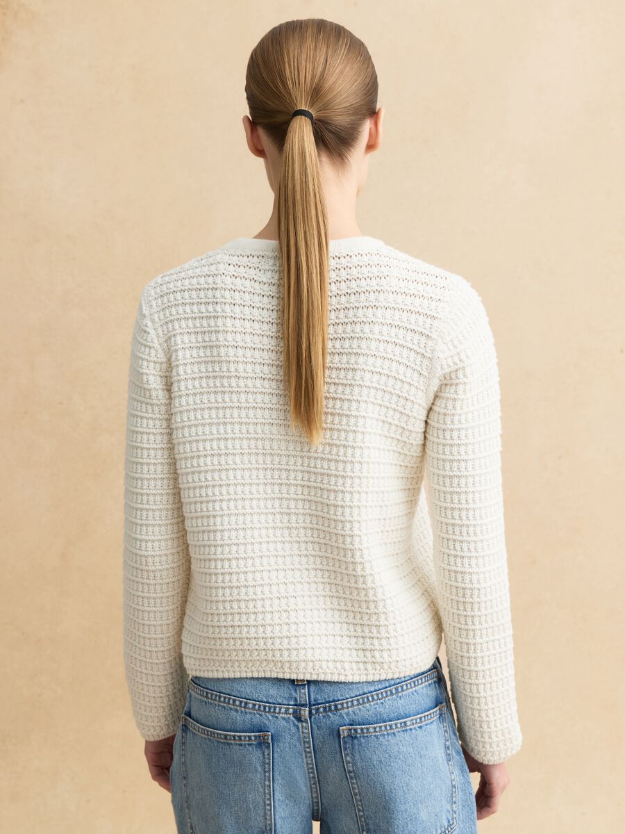 White pure cotton regular fit cardigan with buttons and pockets_2