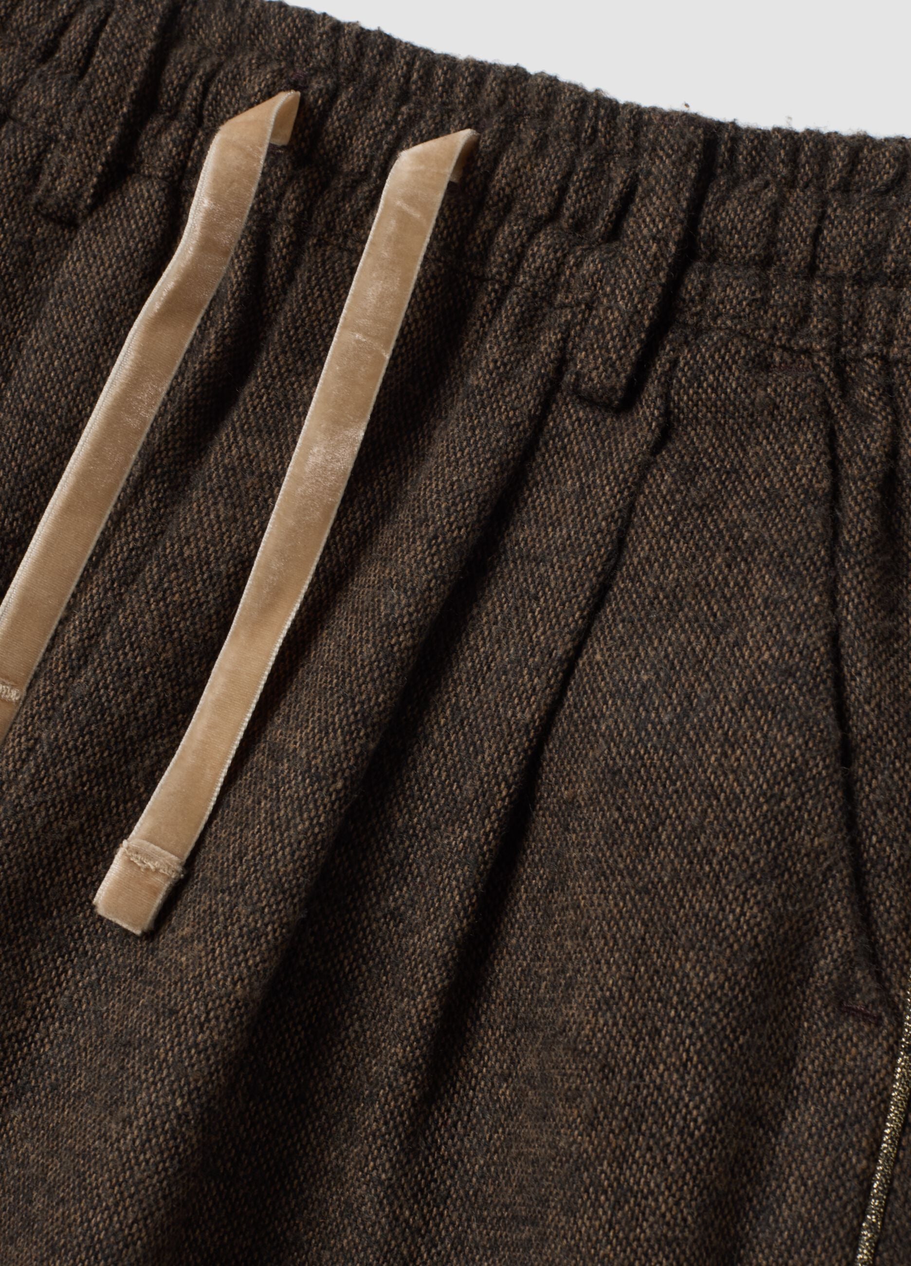 Brown wide-leg trousers with elasticated waist