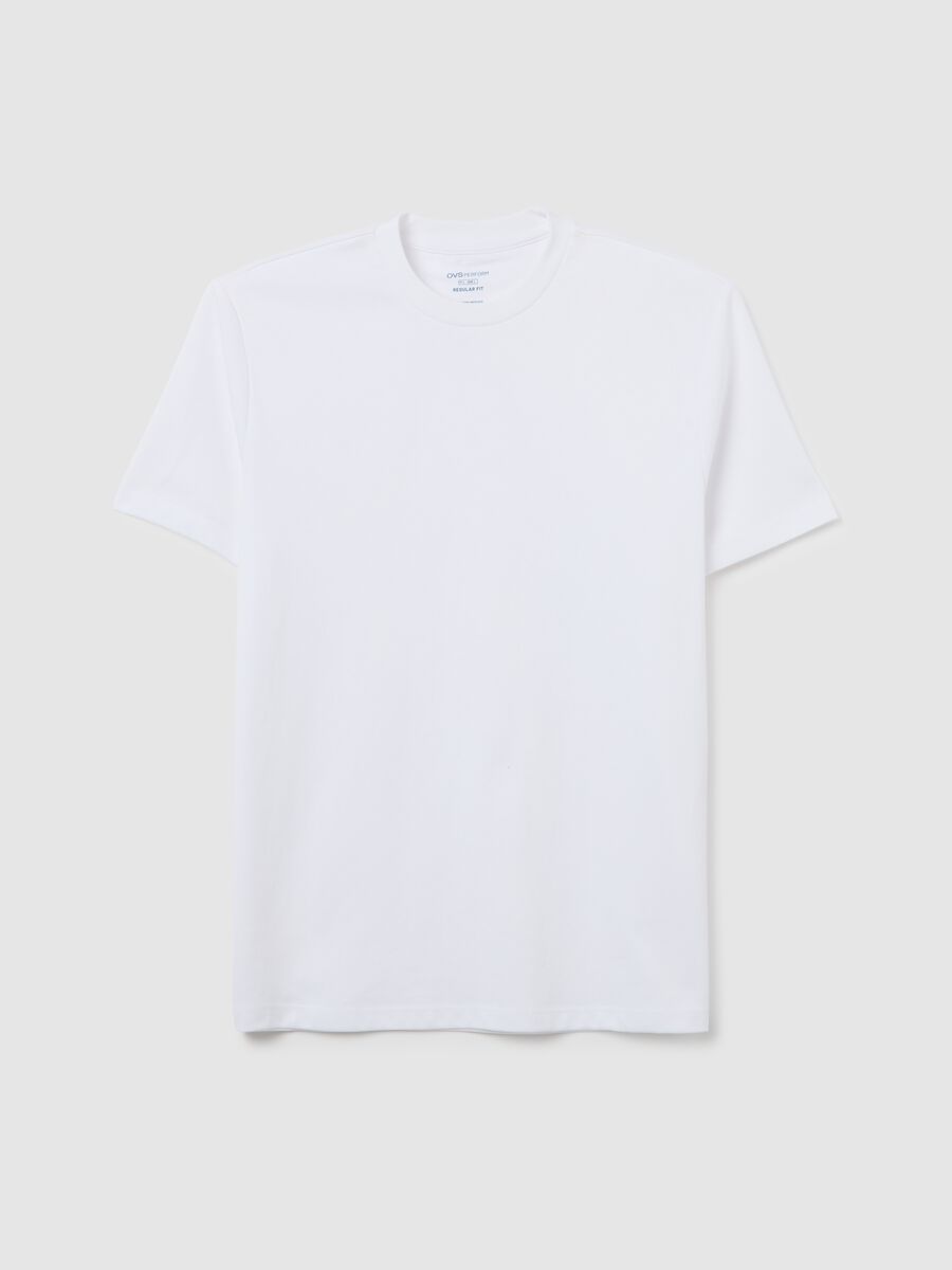 White cotton blend T-shirt regular fit_4