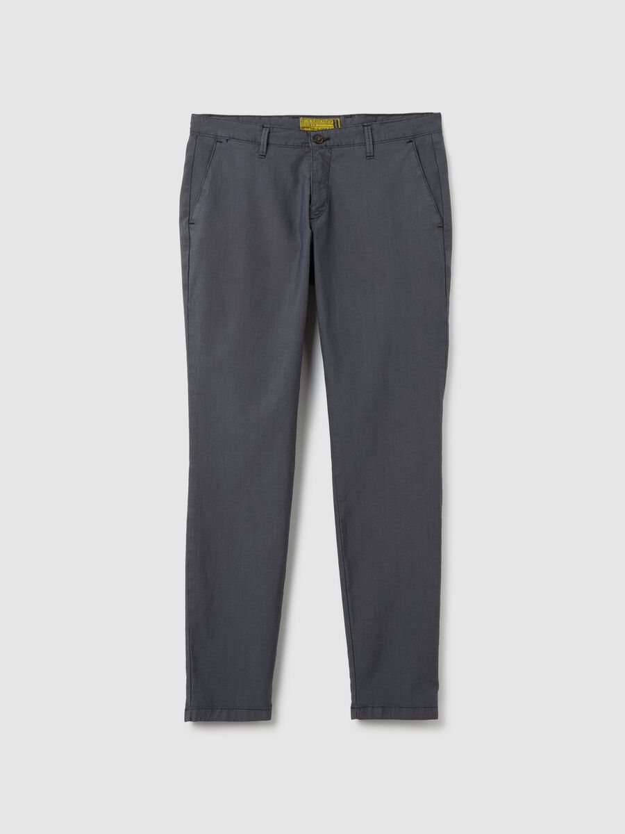 Men's blue slim fit stretch cotton trousers_4