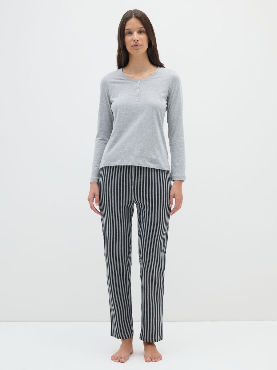 Pigiama in misto cotone a righe multicolor _0