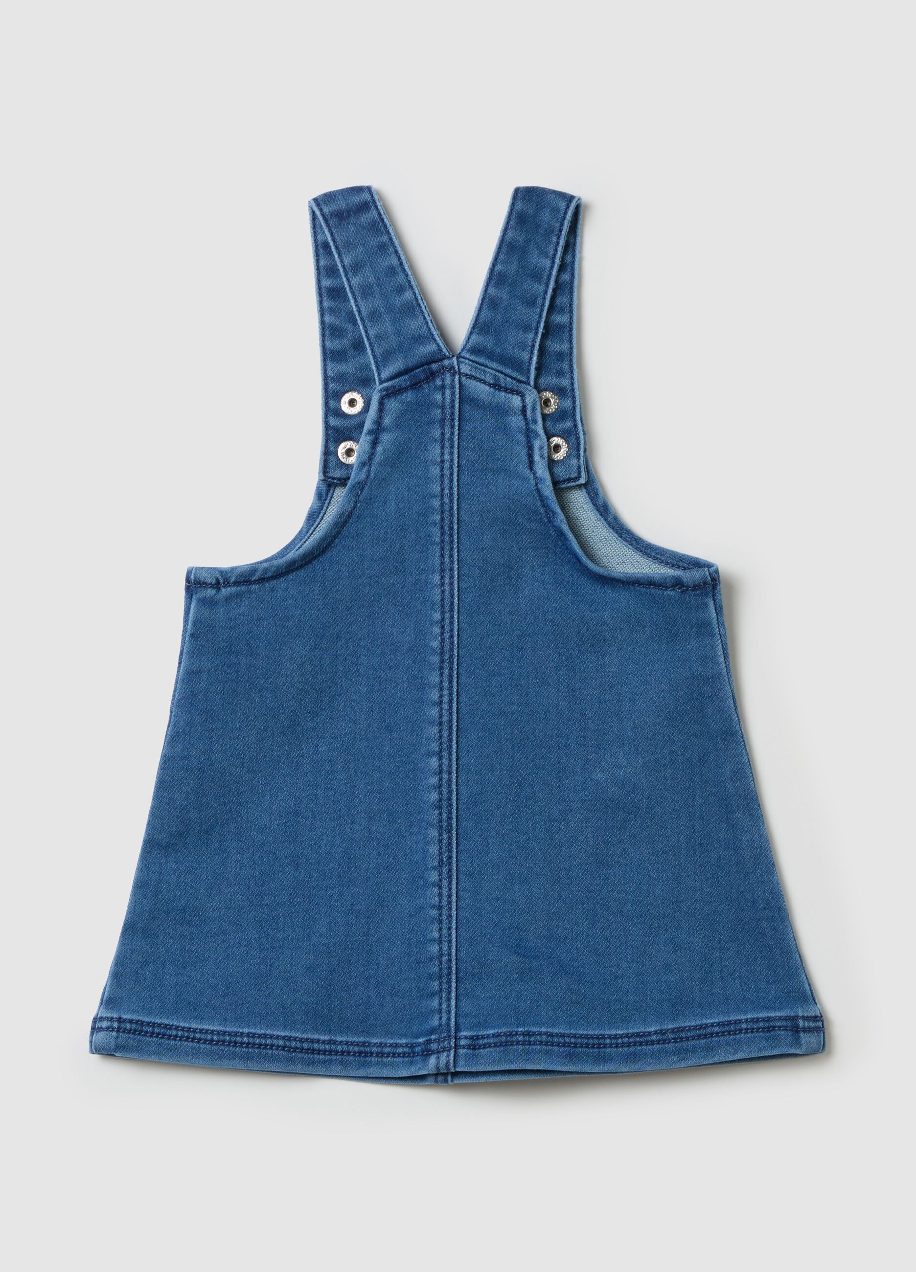 Denim pinafore with flowers embroidery