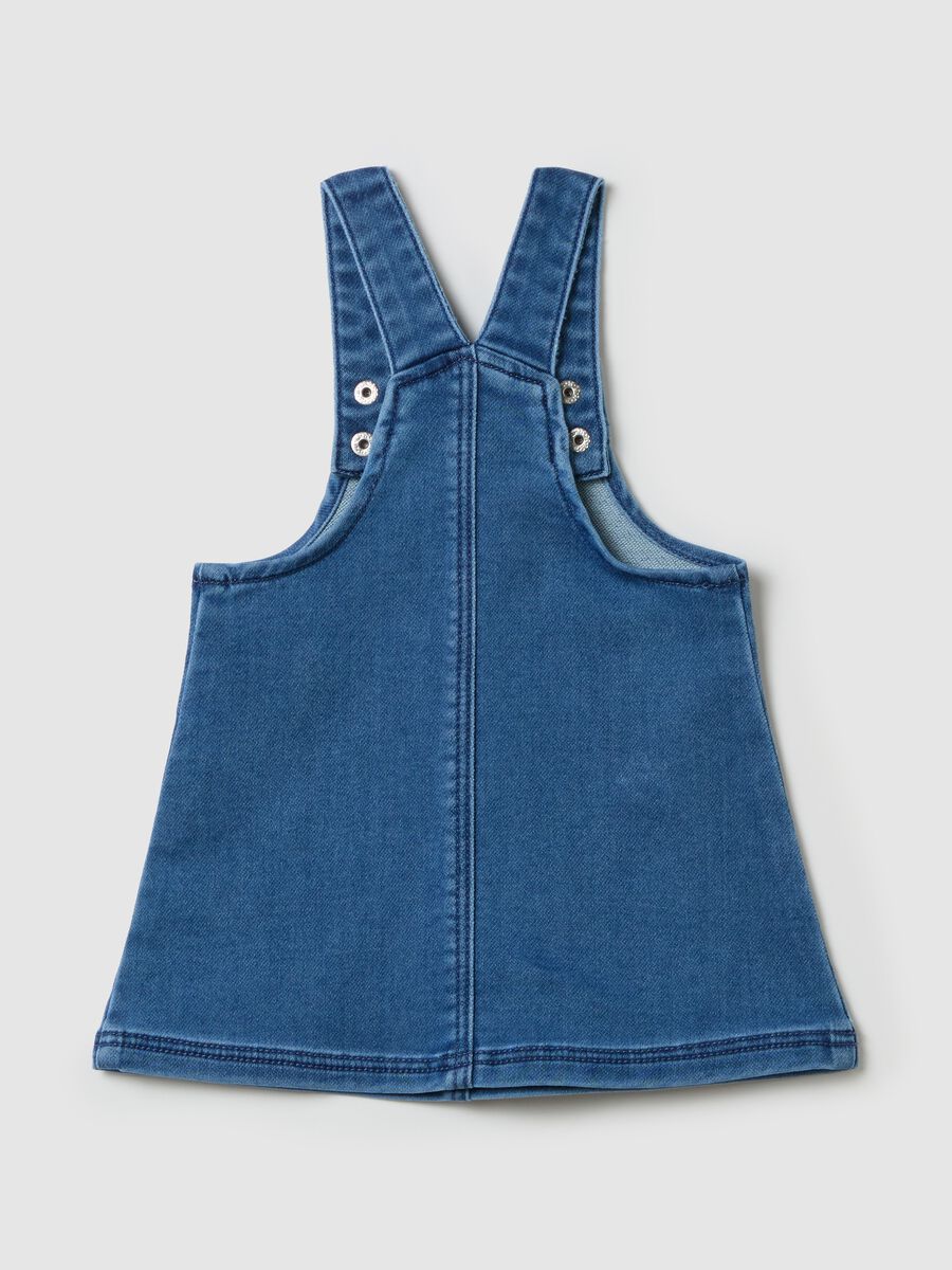Denim pinafore with flowers embroidery_1