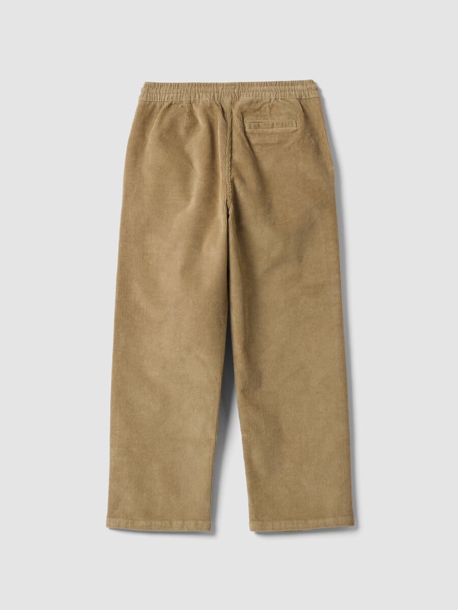 Beige ribbed relaxed-fit joggers in stretch cotton_2