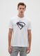 Men's white pure cotton T-shirt with Superman logo_0