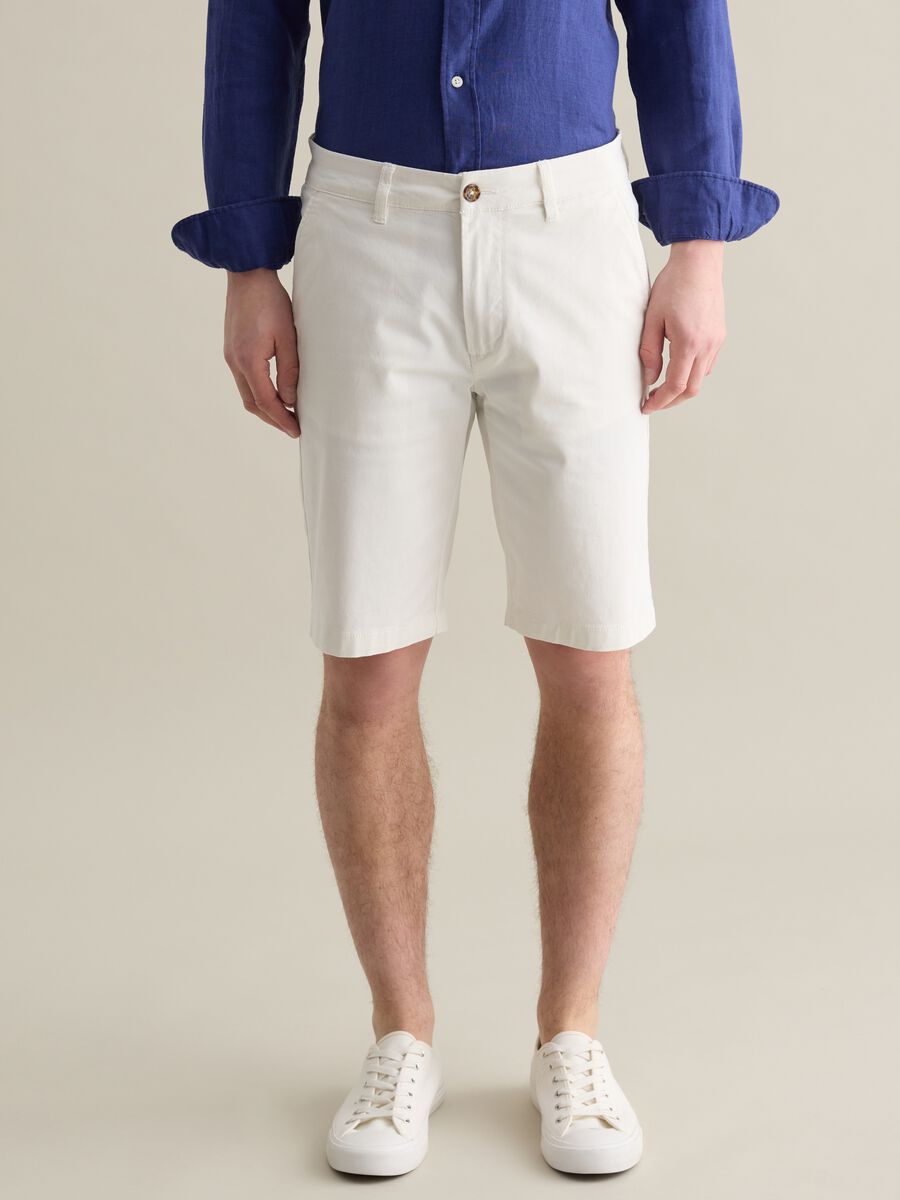Stretch cotton chino Bermuda shorts_1