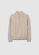 Maglione beige da ragazzo regular fit con design a treccia e mezza zip_3
