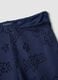 Wide leg blue cotton blend trousers with perforated texture_5