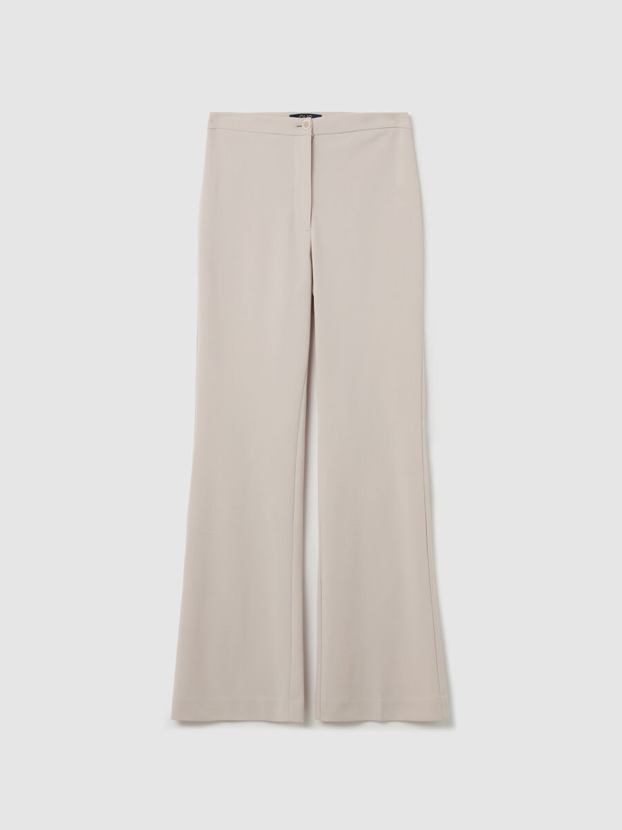 Solid colour flare-fit trousers_4