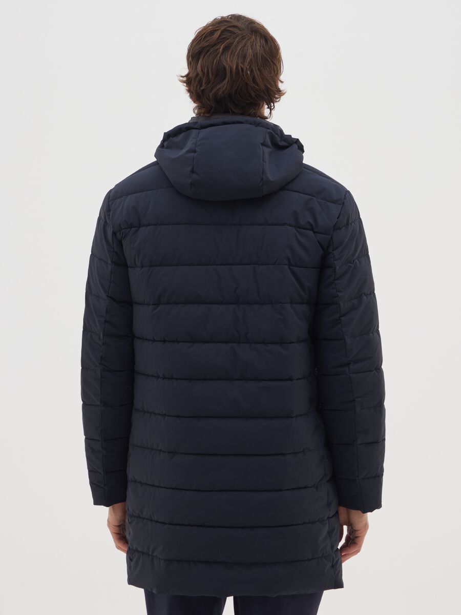 Blue Regular Fit Parka Jacket with Zip_2