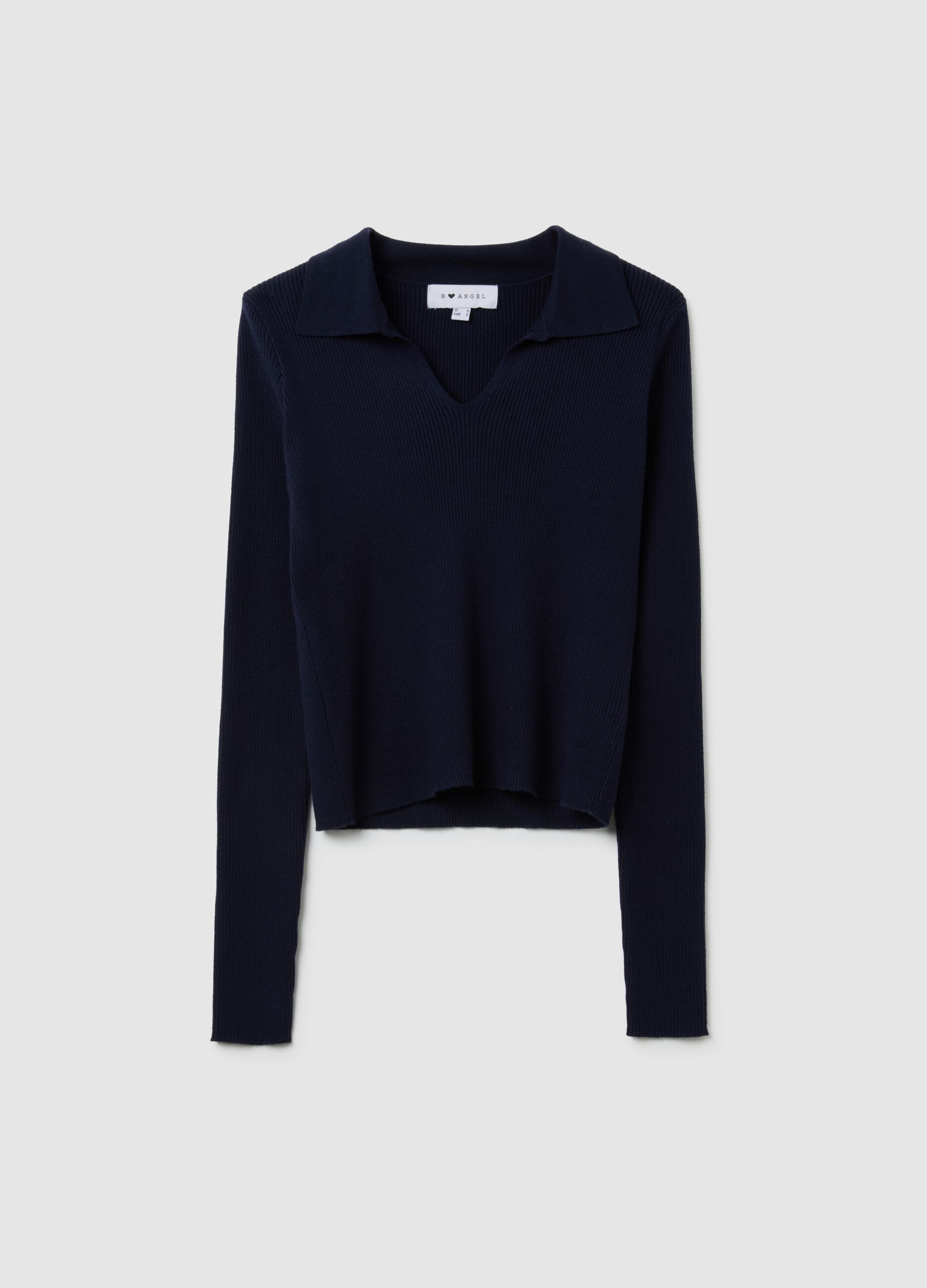 Maglia in misto viscosa blu fitted