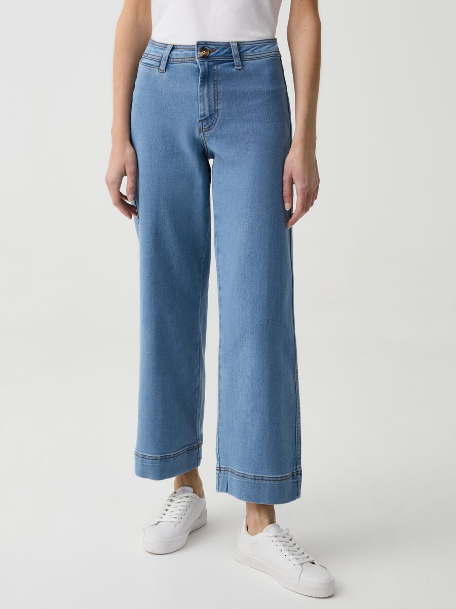 Wide-leg cropped culotte jeans_1