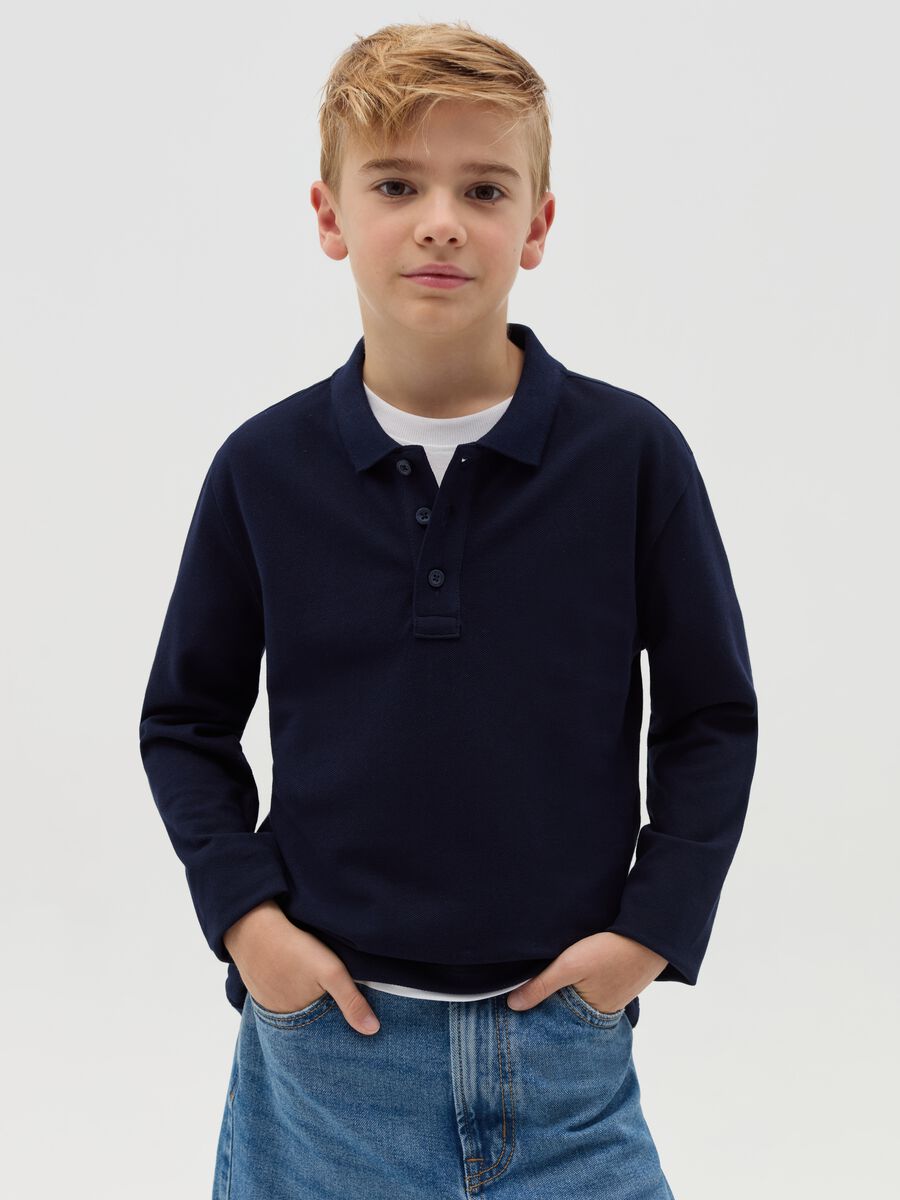 Organic cotton polo shirt with long sleeves_0