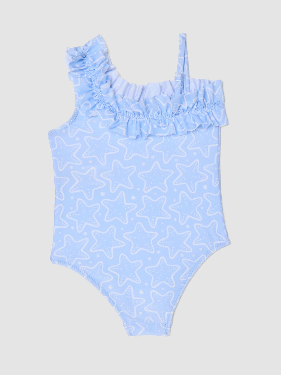 Baby girls&rsquo; light-blue stretch one-piece swimsuit with ruffles_1