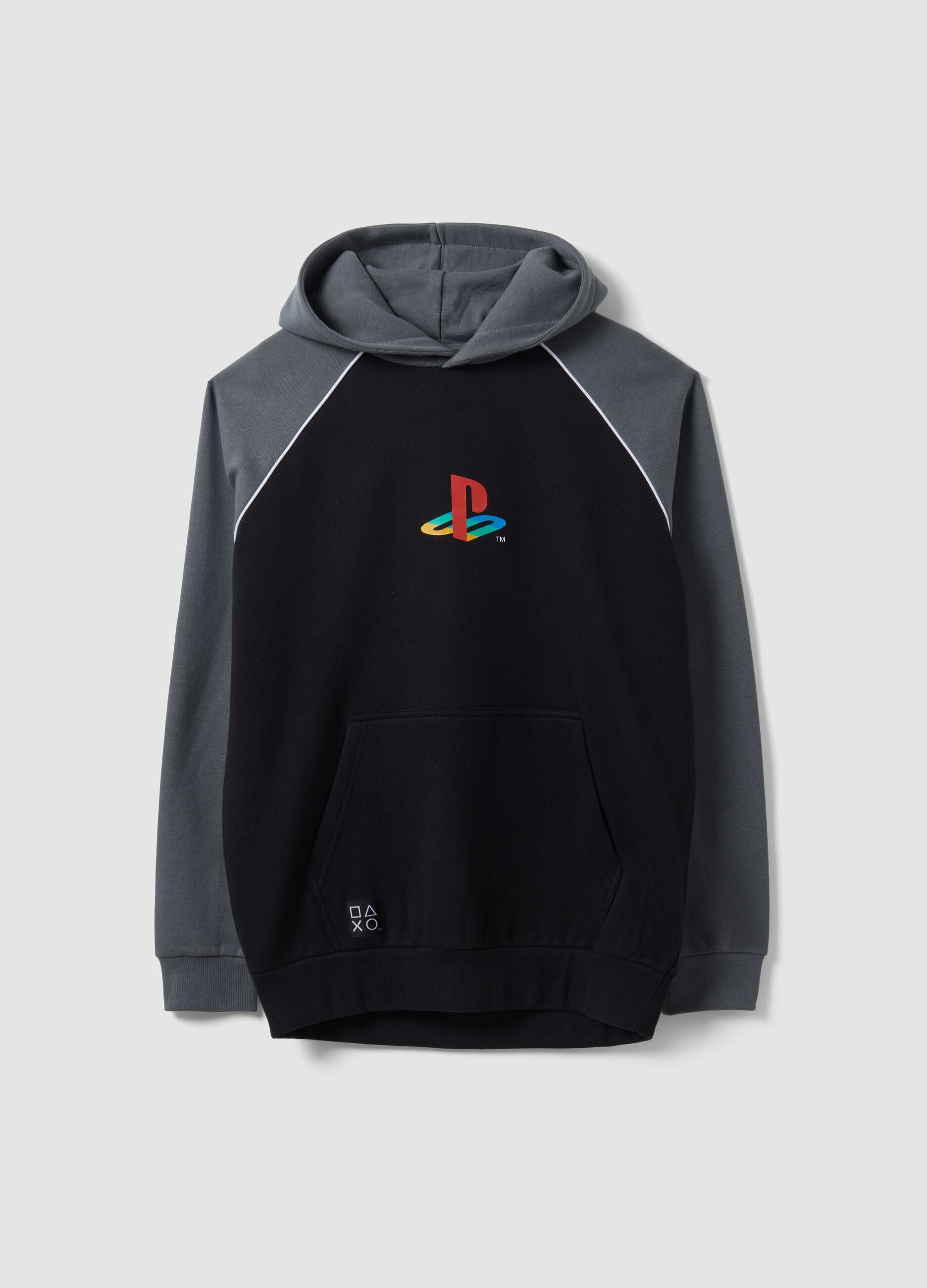 Black cotton-blend hoodie with PlayStation print