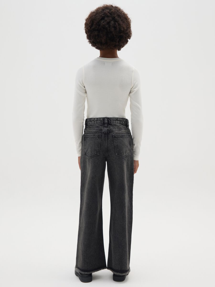 Girls' Black Pure Cotton Culotte Jeans_1