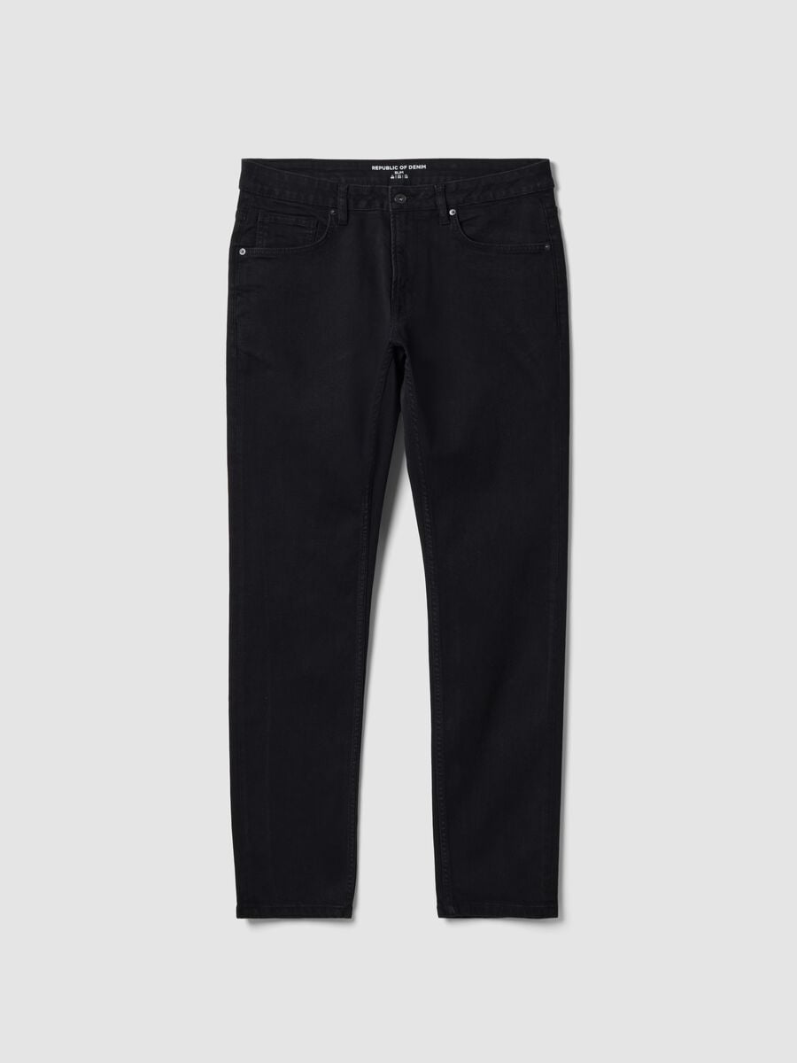 Black slim-fit stretch cotton denim jeans_4