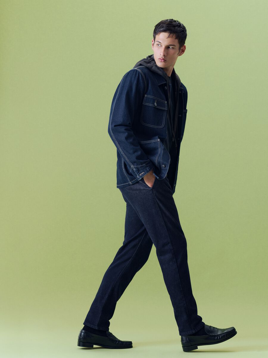 Blue Denim Chino Trousers_0