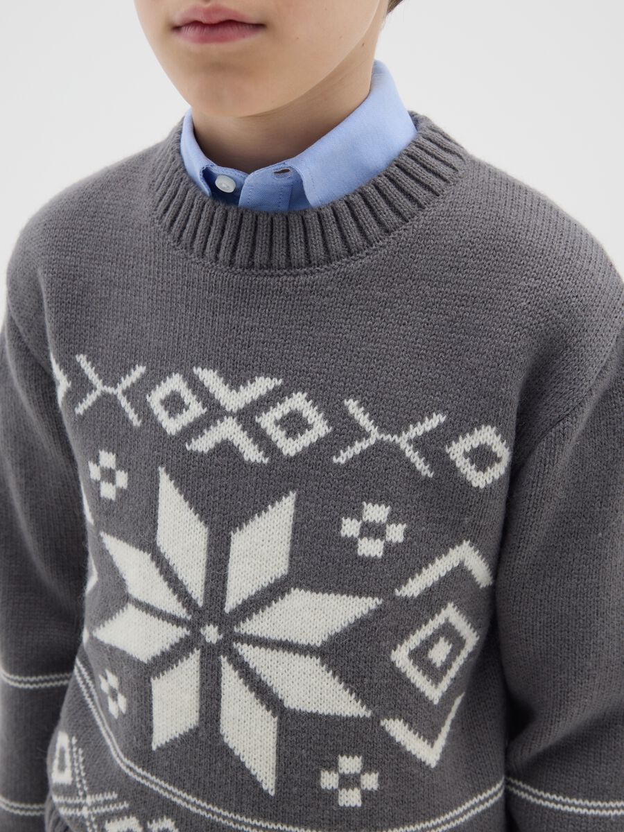 Maglione multicolor da ragazzo regular fit con motivo jacquard_2