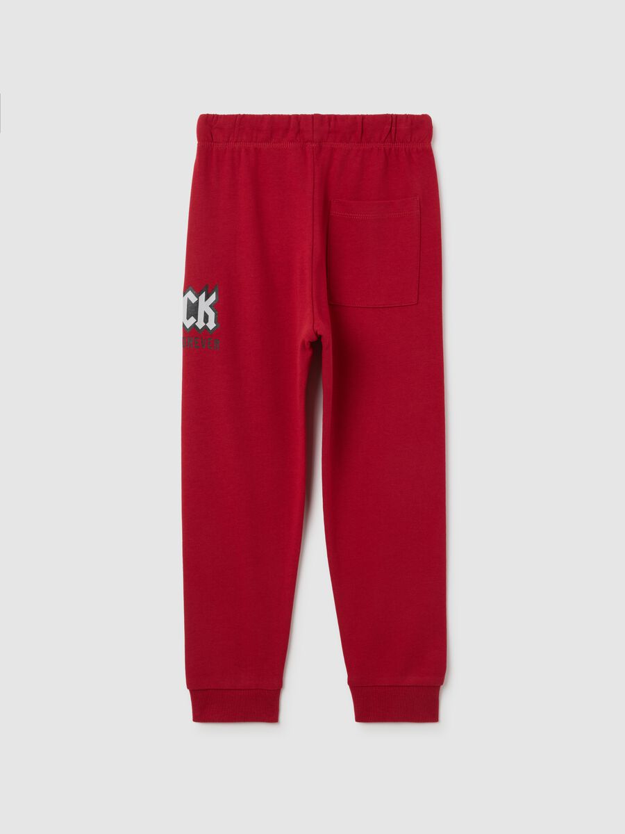 Jogger da bambino in puro cotone rossi regular fit_1