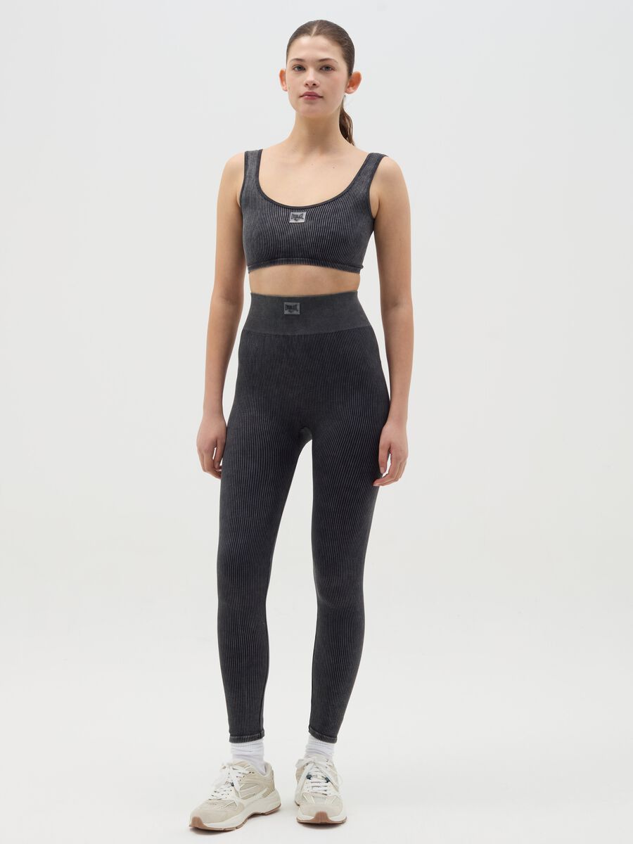 Grey ribbed crop sports top_1