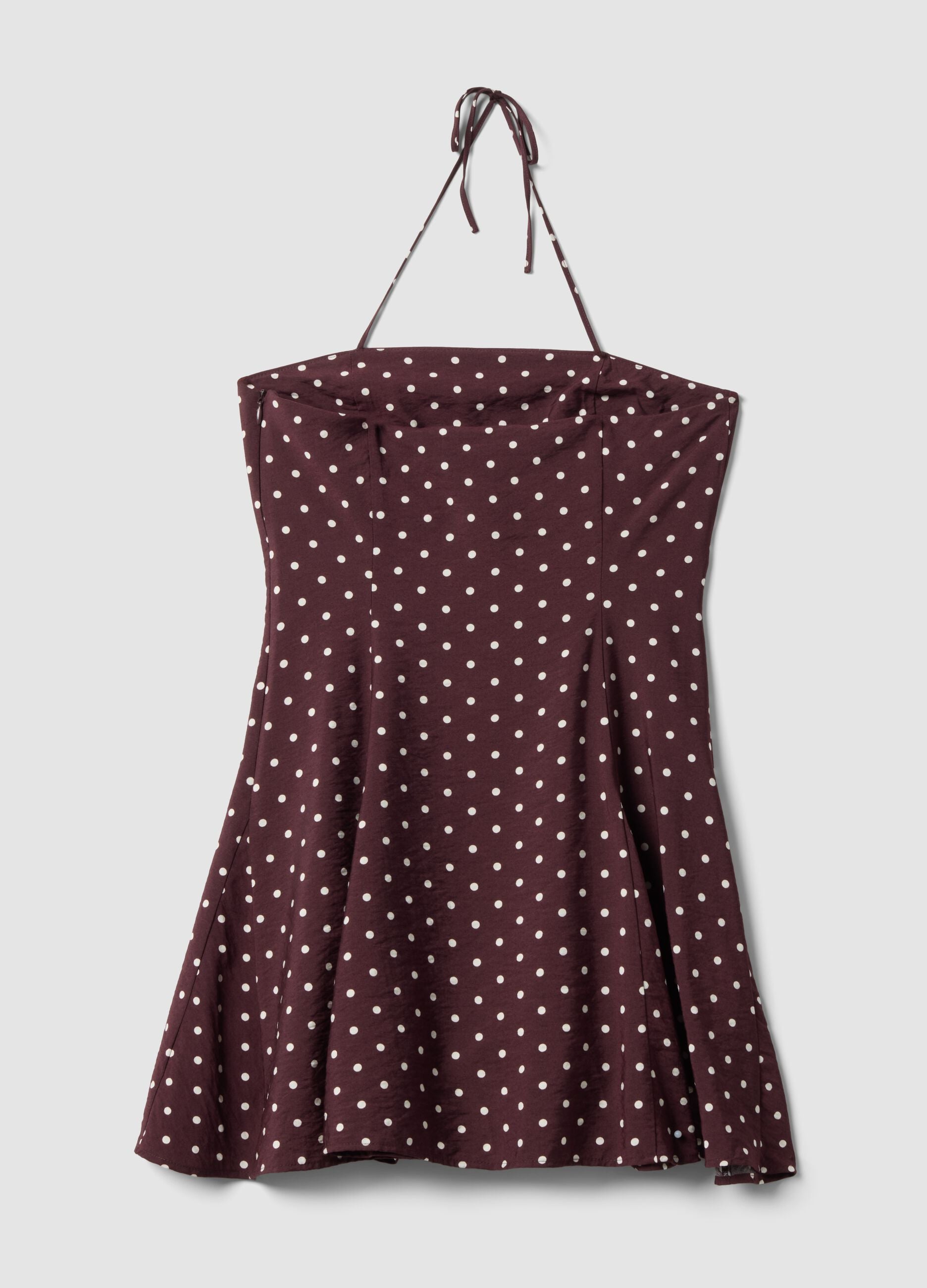 Brown polka-dot dress in a viscose blend