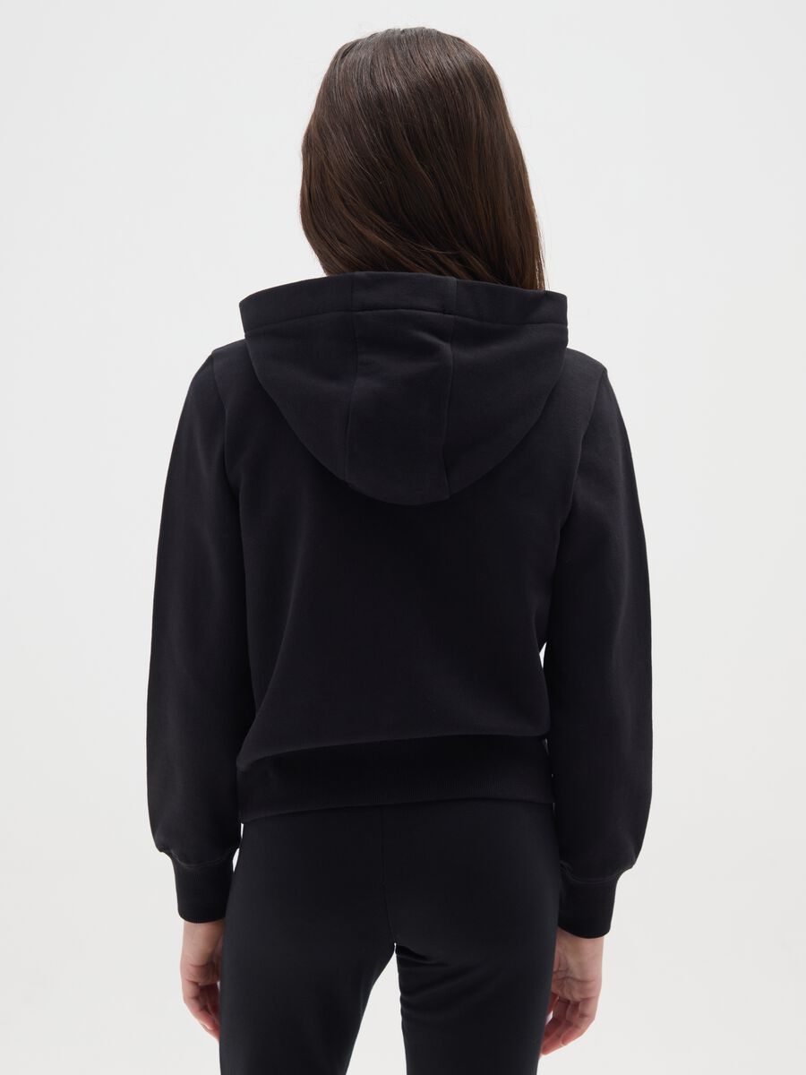 Girls' black pure cotton hoodie regular fit with zip_1