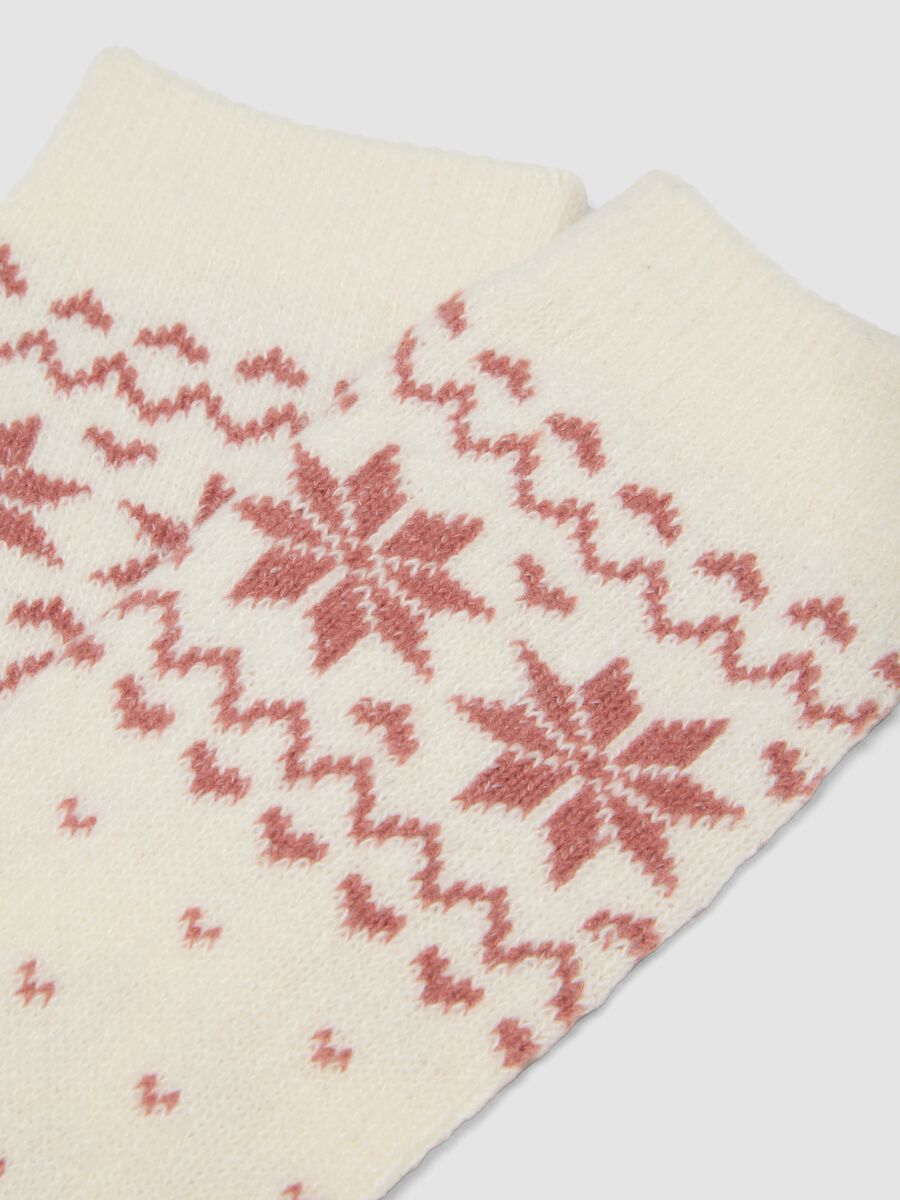 White stretch jacquard-pattern socks_1