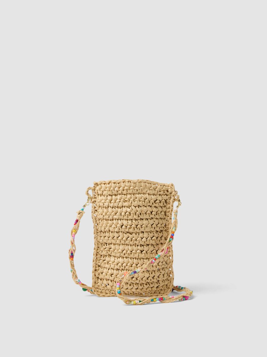 Beige phone pouch in pure paper-fibre fabric_0